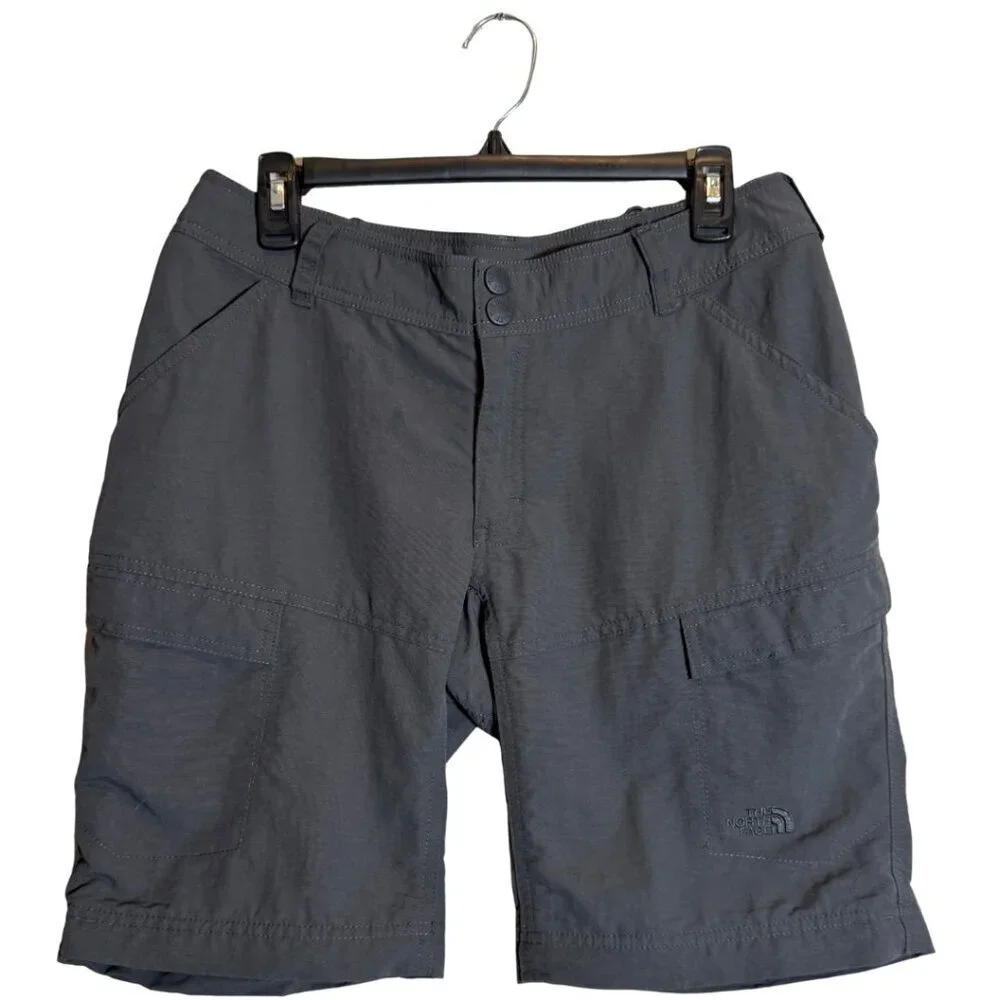 The North Face Nylon Hiking Cargo Shorts Women's 8 Dark Gray Gorpcore Outdoor